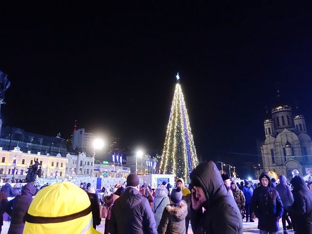 new year's eve event at central park in vladivostok with minion